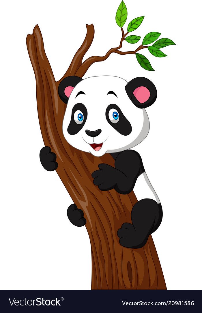 Cartoon a tree royalty. Clipart panda climbing