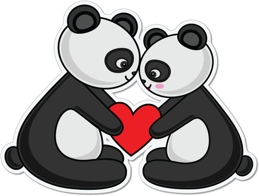panda clipart couple