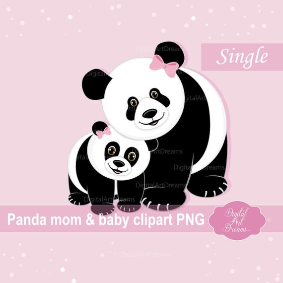 clipart panda mommy baby