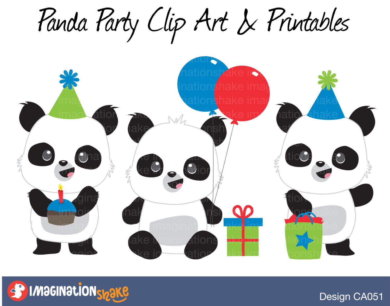 Panda clipart printable. Party clip art printables