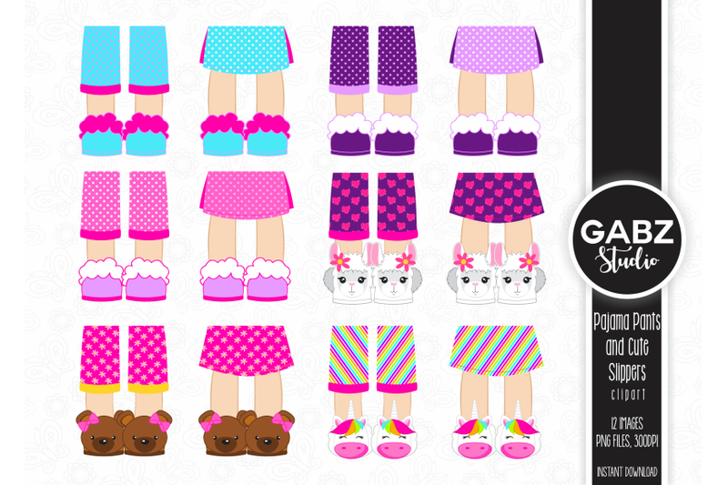 Pajama and slippers by. Clipart pants cute
