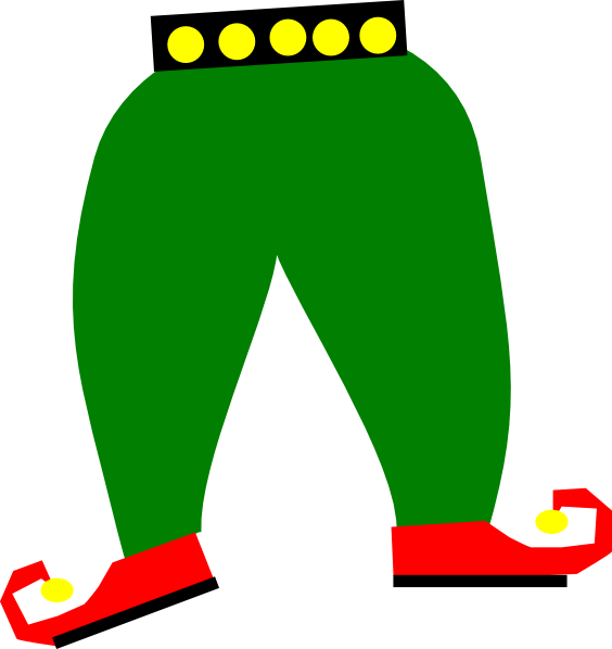 Santa clipart banner. Elf pants with shoes