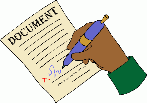 essay clipart signing document