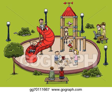 Clipart park playground. Vector art drawing gg