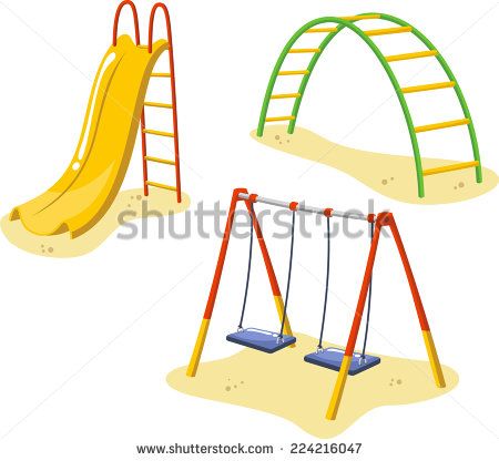 Park clipart playground equipment. Set for children playing