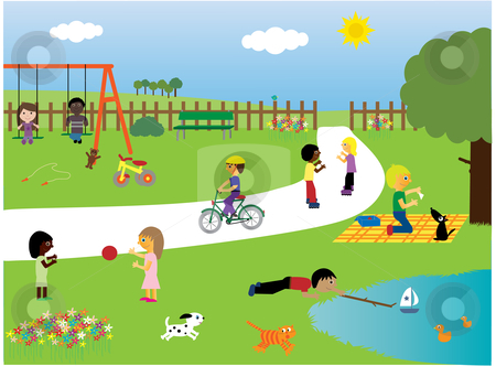 Children playing in the. Park clipart right child