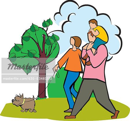 Couple walking in a. Son clipart family walk