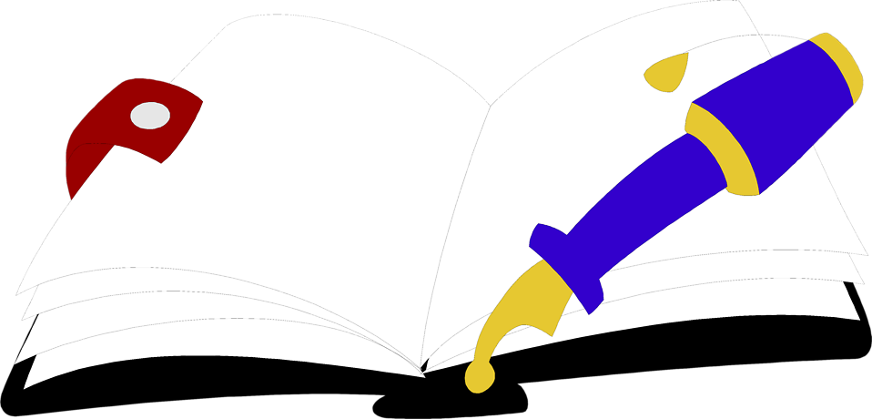 Clipart pen open book. Free stock photo illustration