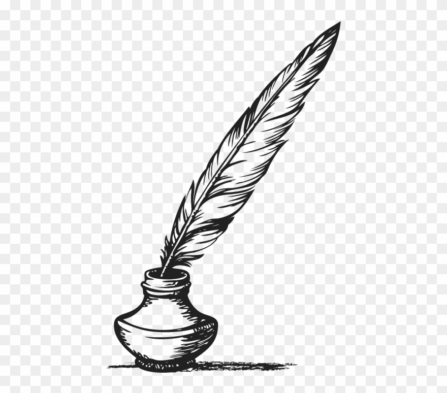 Pen and quill png. Feather clipart ink