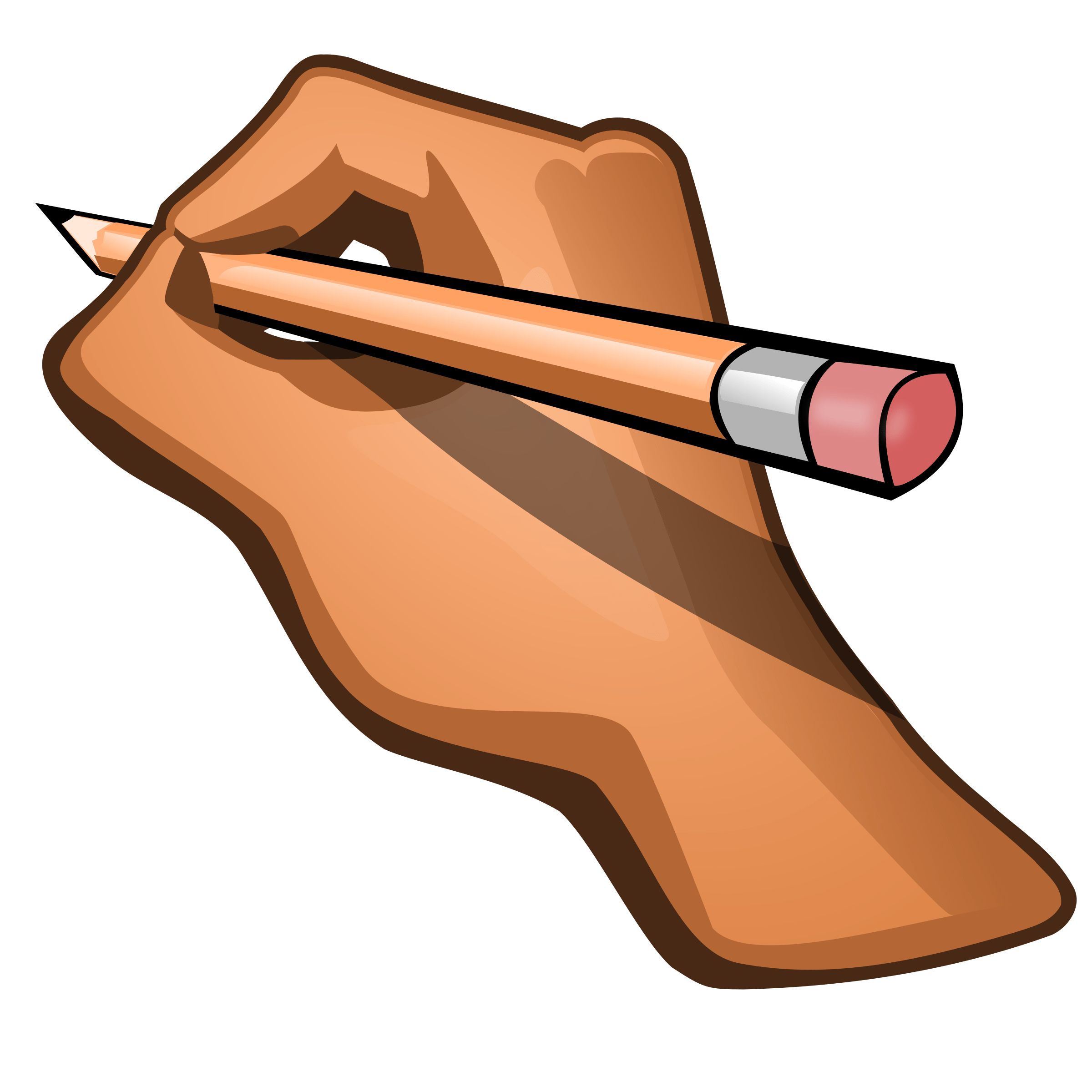 Hand with gallery by. Clipart pencil orange