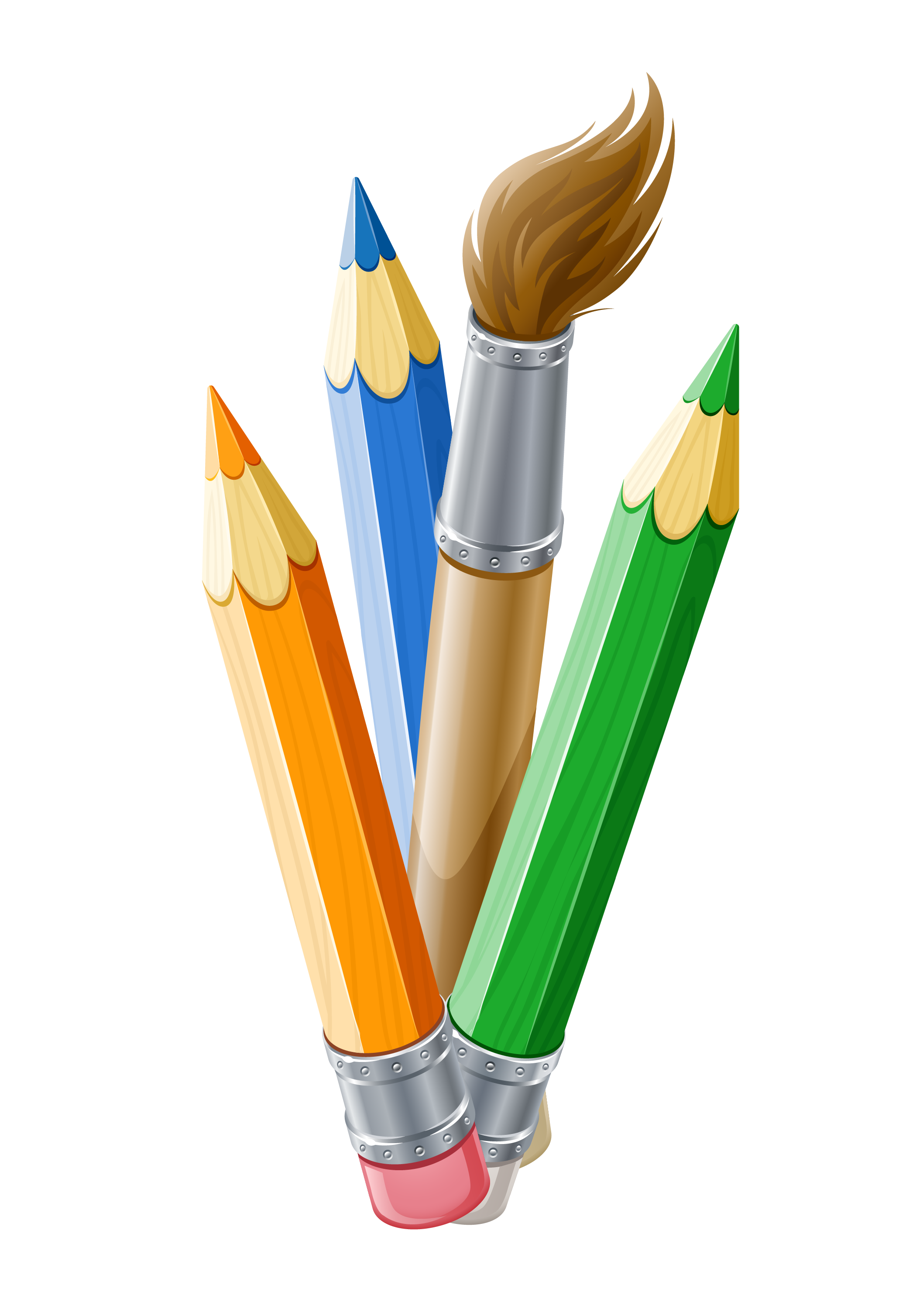 Pencil paint brushes