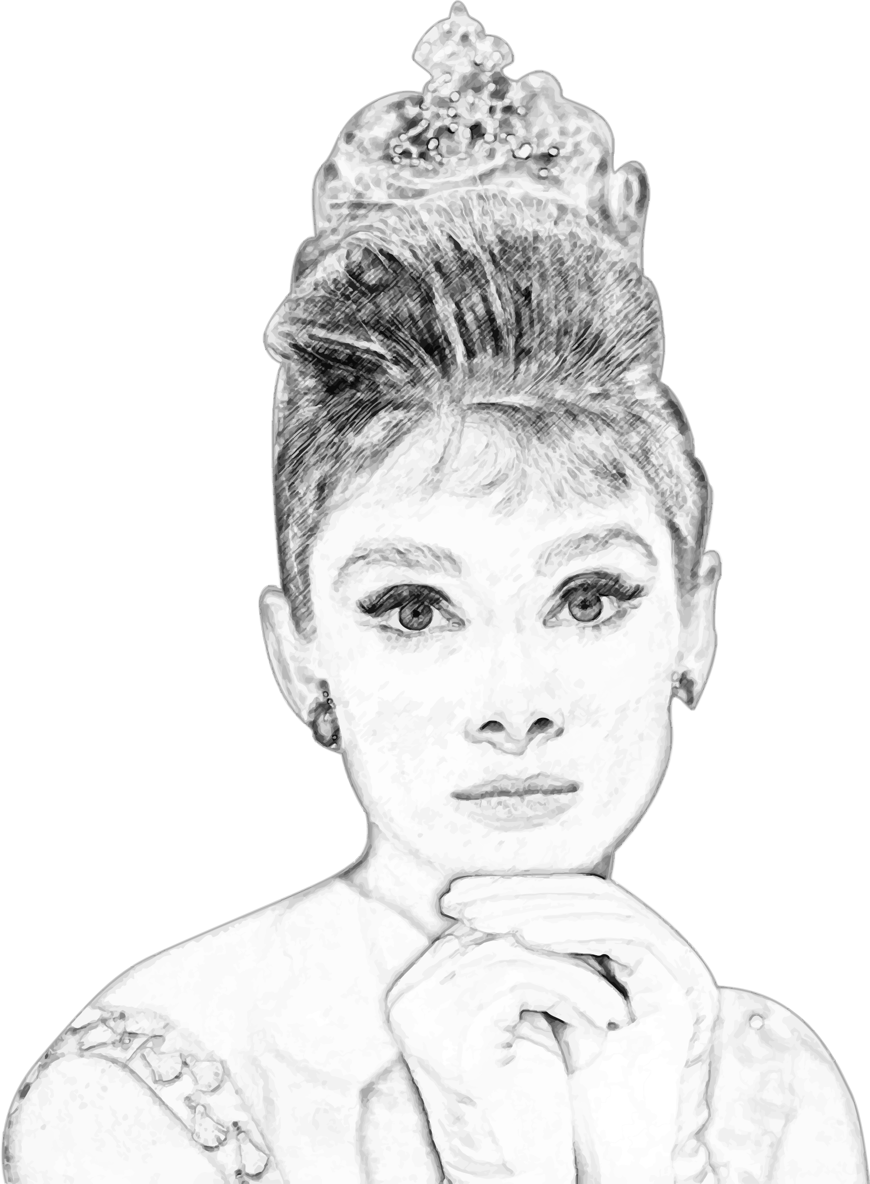 Audrey hepburn pencil portrait. Hollywood clipart sketch