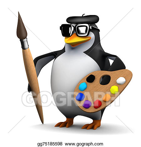 clipart penguin artist