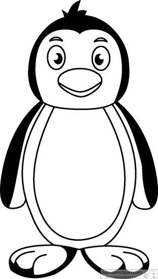 clipart penguin black and white