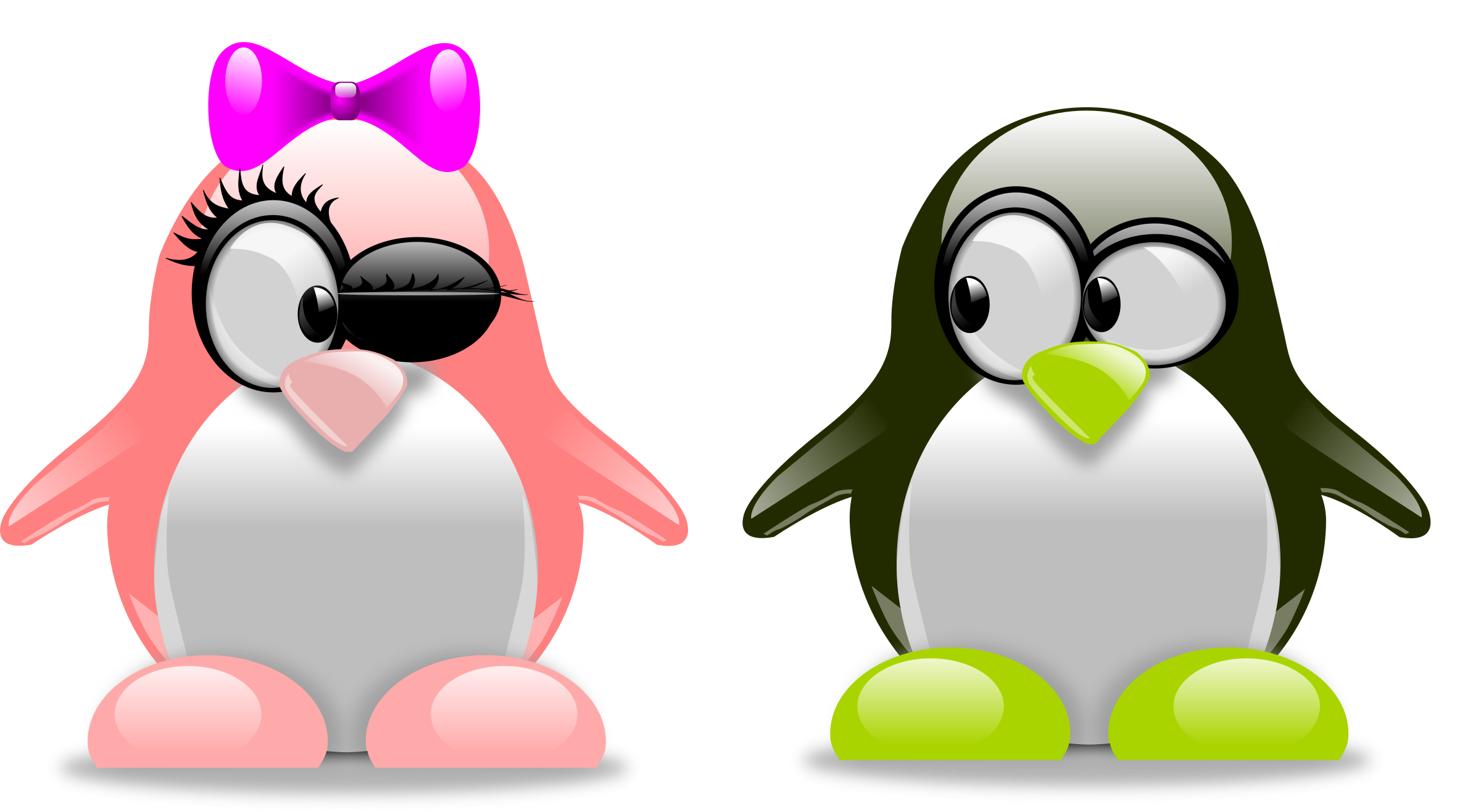 Tux in love icons. Clipart penguin computer