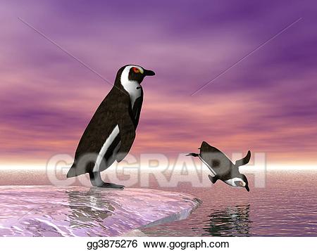 penguins clipart diving