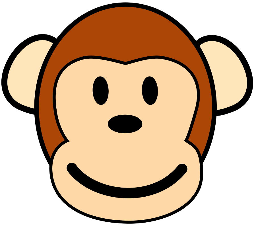 Faces clipart black and white. Free cute monkey download