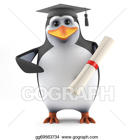 Clipart penquin graduation. Stock illustration d penguin