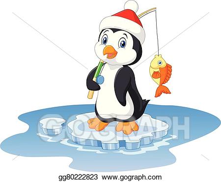 clipart penguin ice fishing