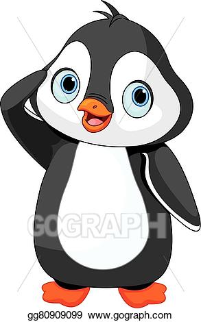 Vector penguin salute . Clipart penquin illustration