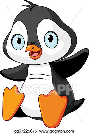 Clipart penquin illustration. Vector art baby penguin
