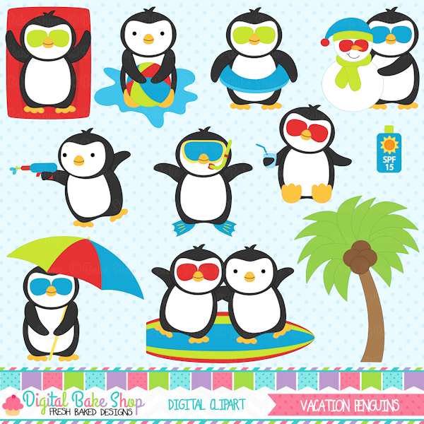 Vacation penguins christmas . Clipart penquin printable