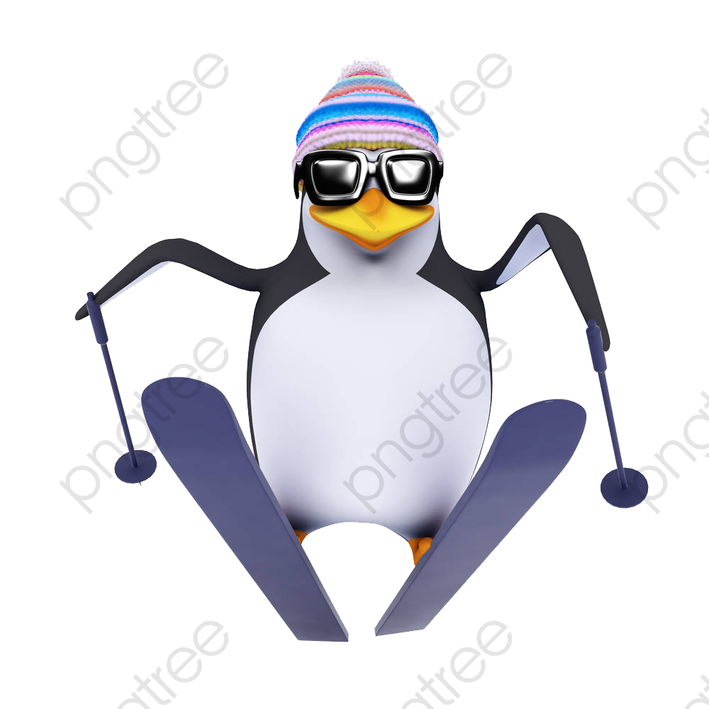 clipart penquin skiing