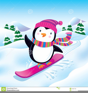 penguin clipart snowboarding