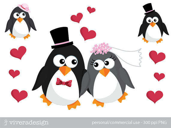 penguins clipart wedding