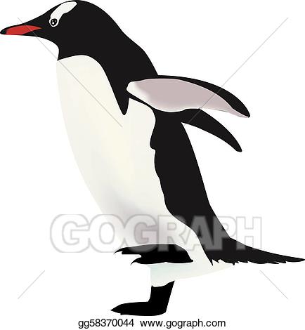 Clipart penquin walking. Eps vector penguin walk