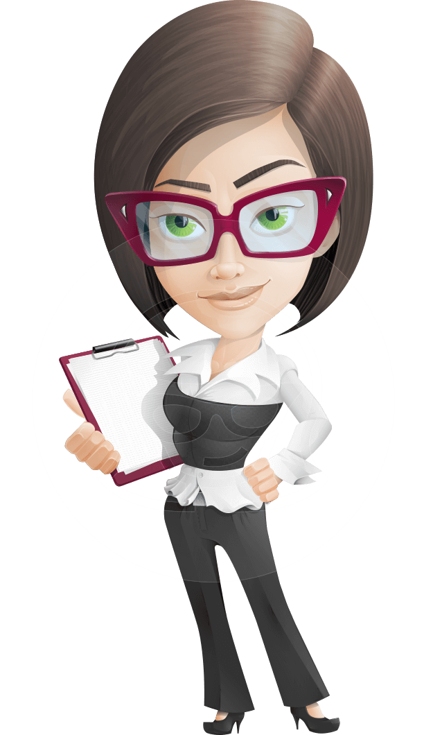 Vector business woman cartoon. Office clipart businesswoman