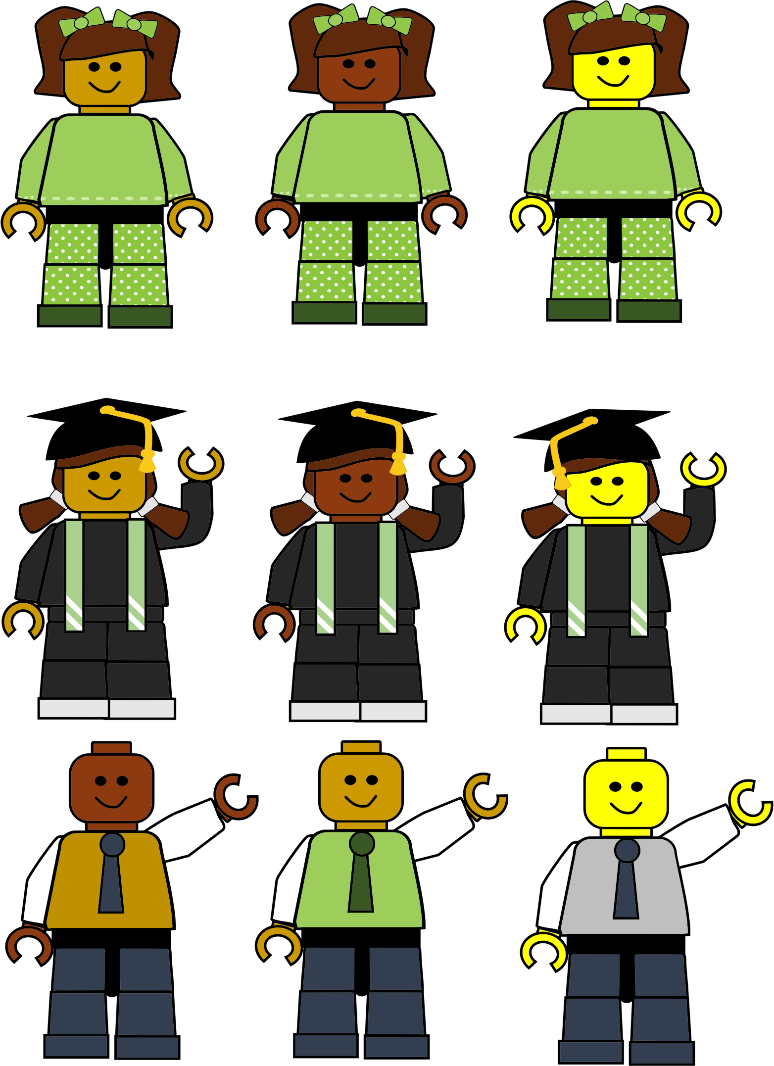 Multi cultural figures icons. Lego clipart svg
