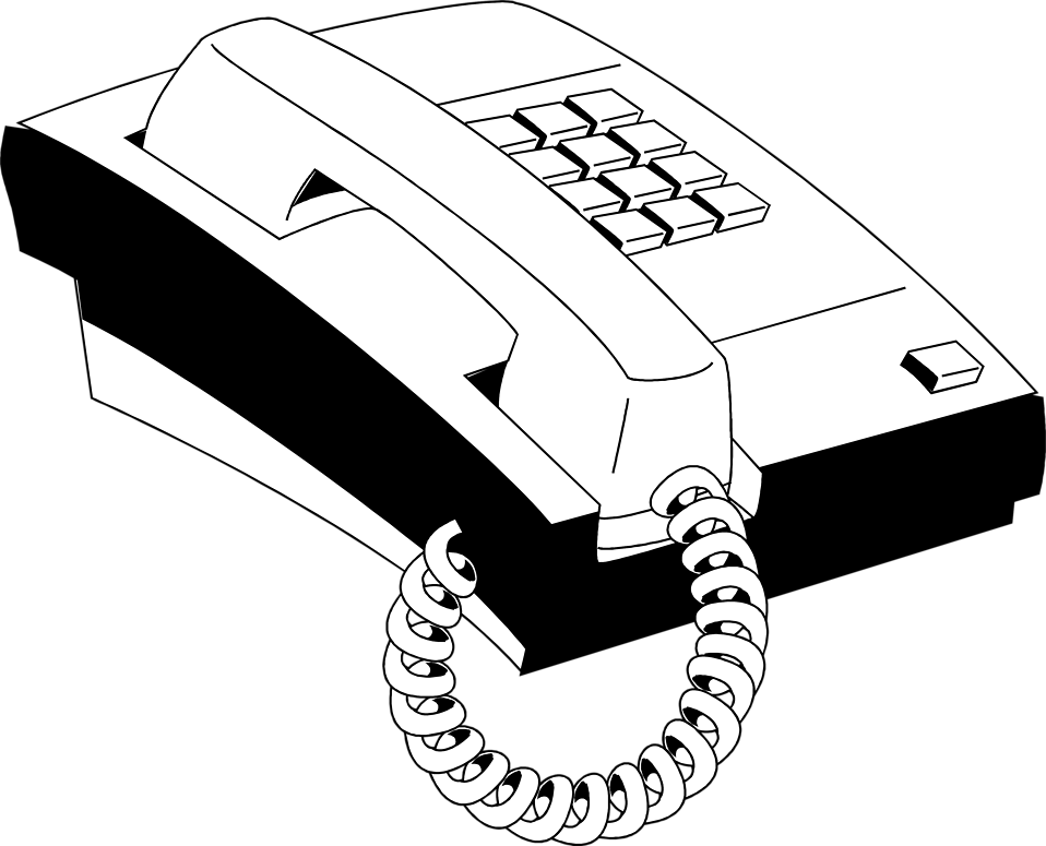 Free stock photo illustration. White clipart telephone