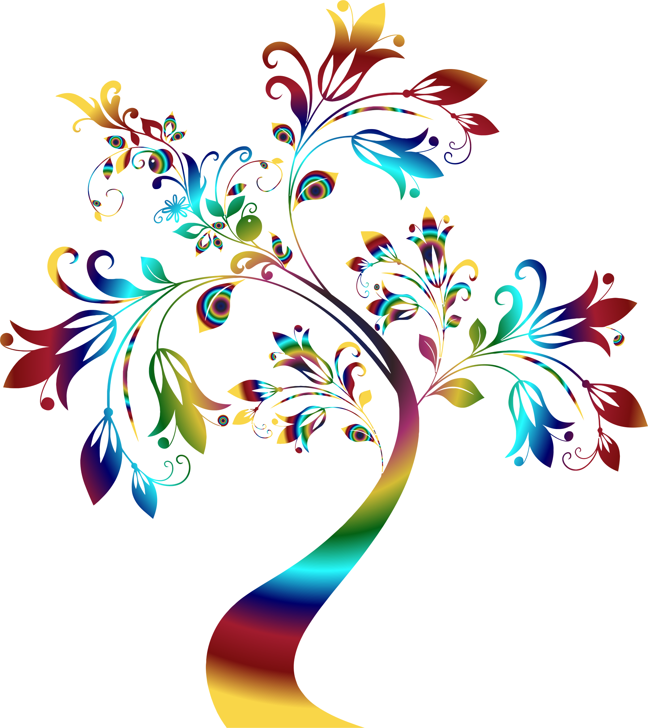 Floral tree big image. Decorative clipart colorful