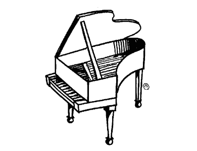 clipart piano black and white