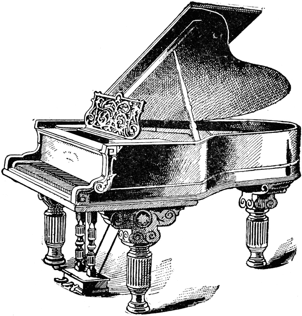 Woman grand notes cartoon. Clipart piano free vector
