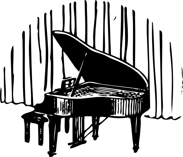Clipart piano free vector. In front of curtain
