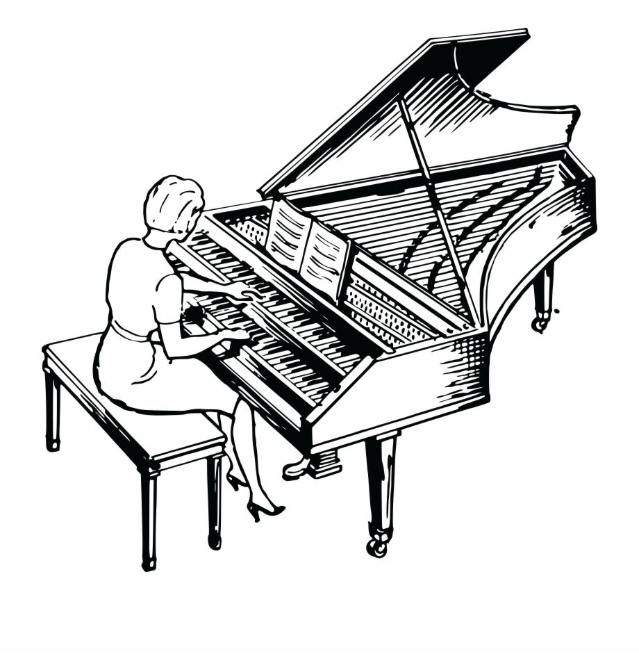 Clipart piano harpsichord. Free of a woman