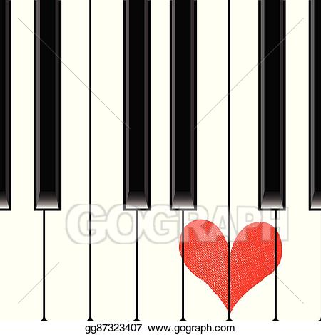 clipart piano heart