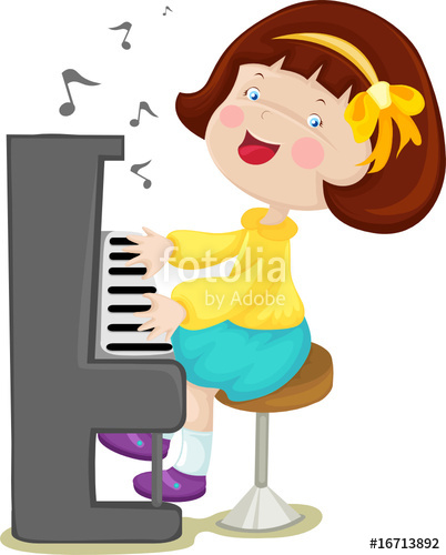 Playing clip art library. Clipart piano little girl