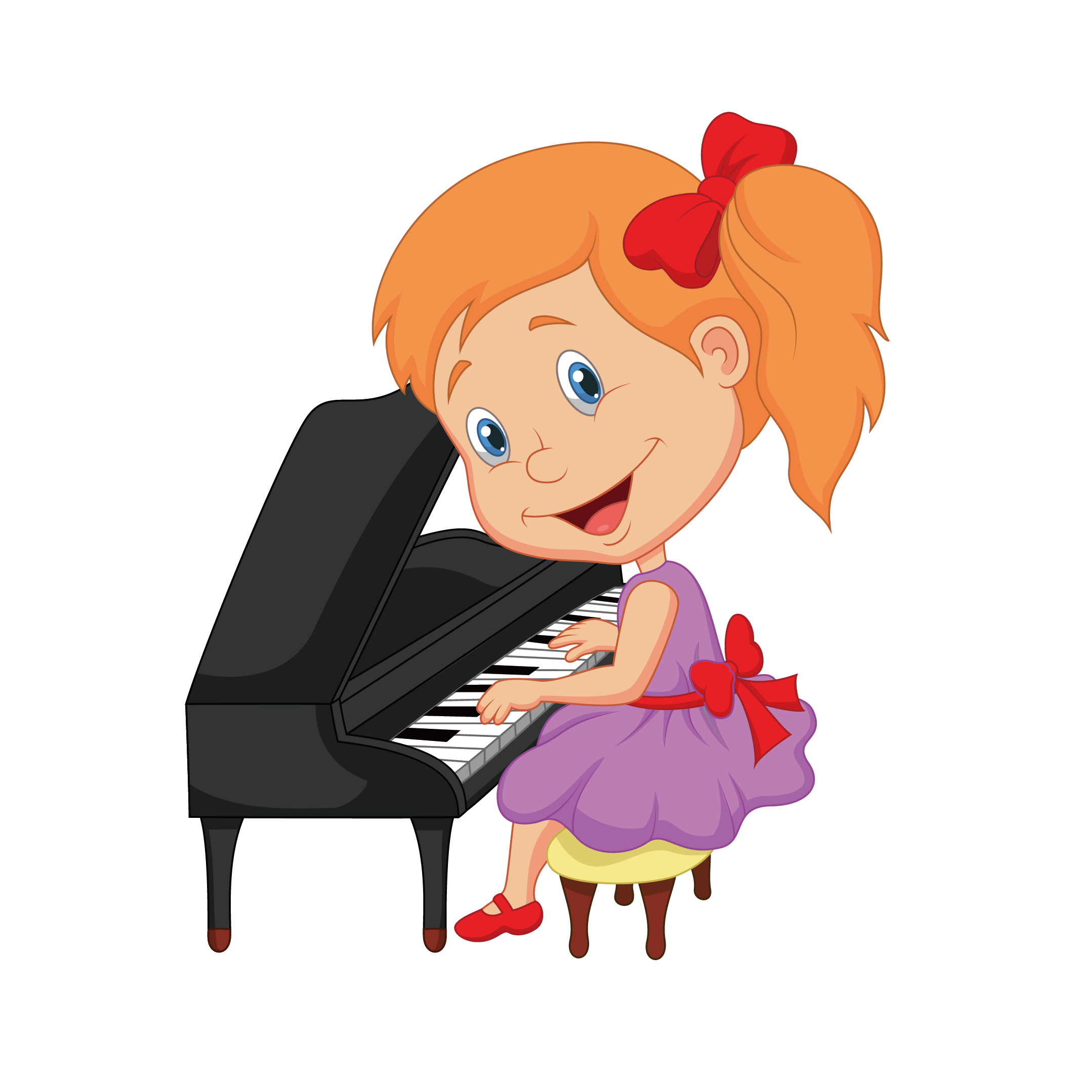 clipart piano little girl