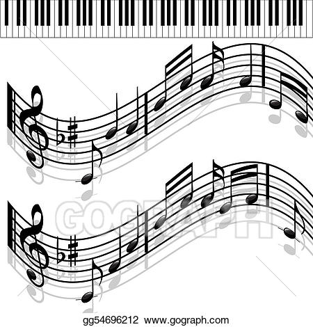 Piano clipart melodies. Stock illustrations music notes