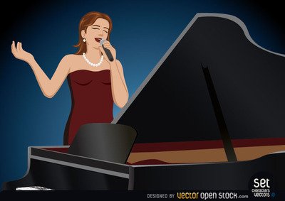 piano clipart singer
