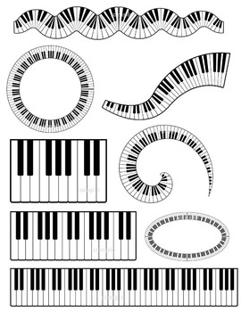 Music clip art keyboard. Piano clipart swirl