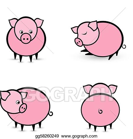 Clipart pig abstract. Vector art four pigs