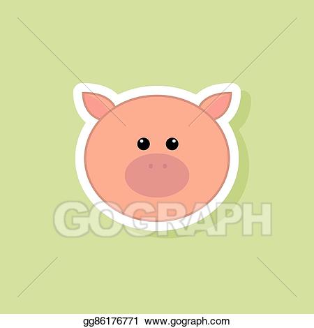 Clipart pig abstract. Vector stock cute face
