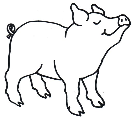 clipart pig black and white