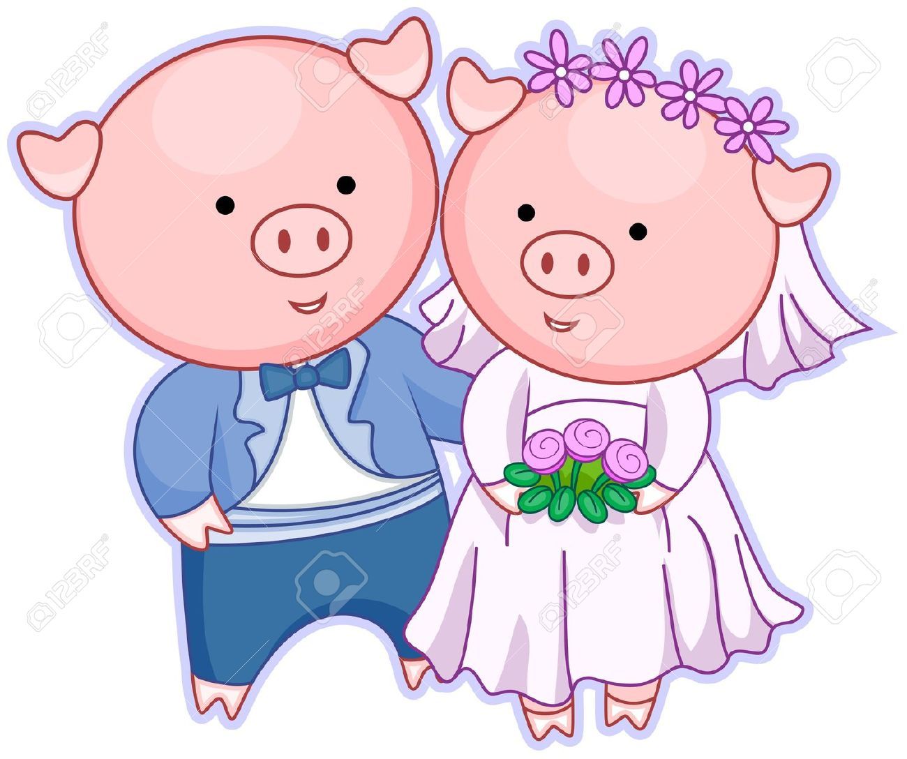 pig clipart couple