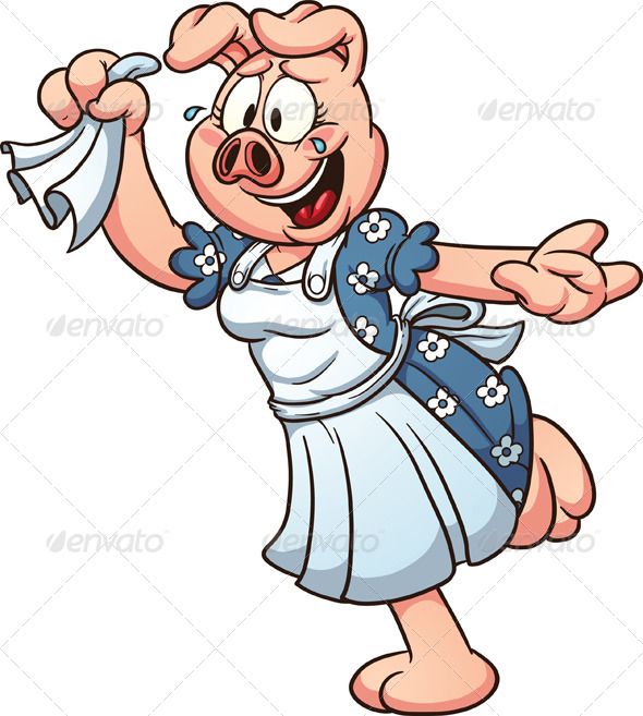 Cartoon waving goodbye vector. Clipart pig female pig