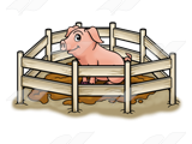 clipart pig fence